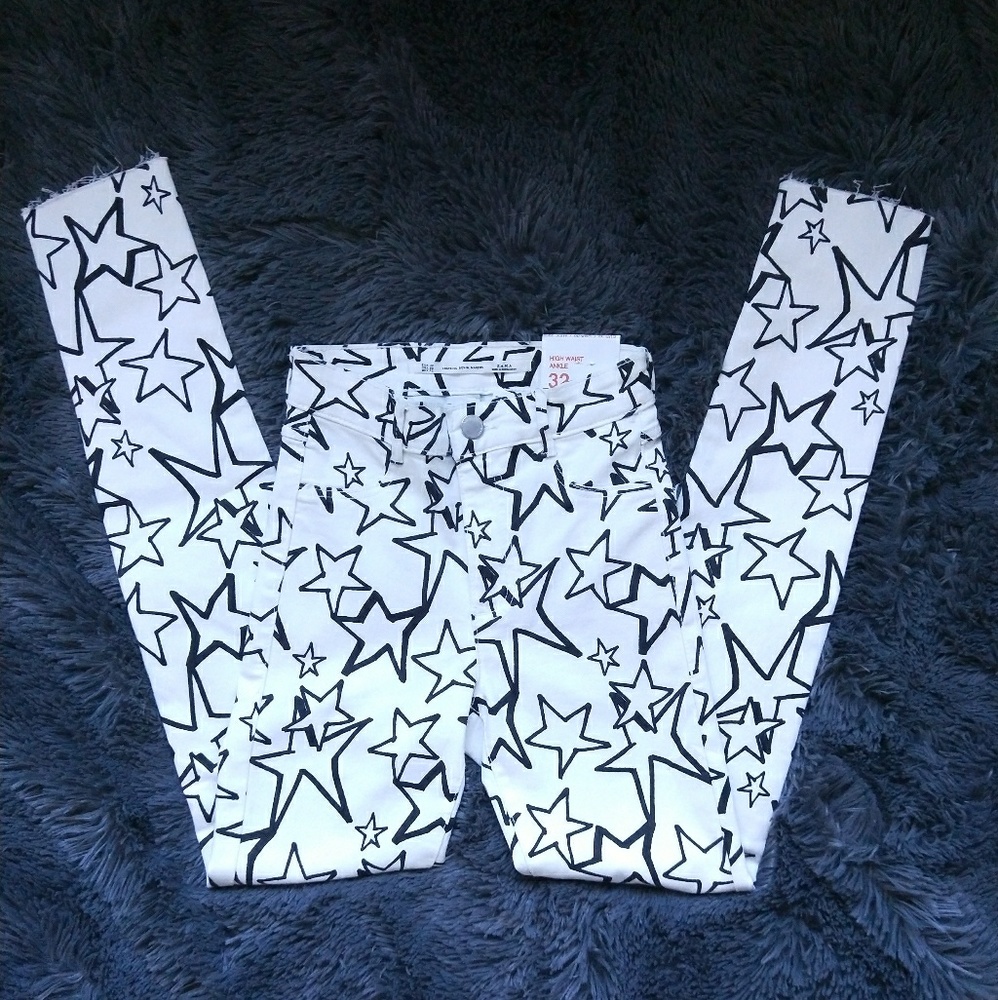 NWT ZARA star print skinny jeans